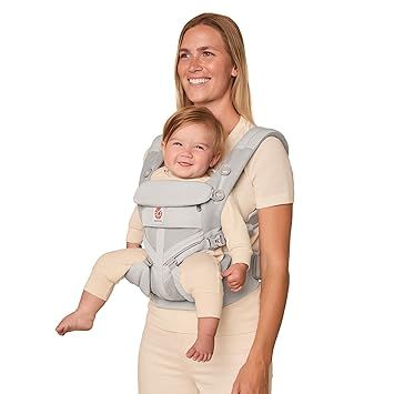 Ergobaby Omni Classic Baby Carrier Newborn to Toddler - Breathable Baby Carriers for Summer - All-Position Carrier with Lumbar Support (7-45 Pounds), Mesh, Pearl Grey