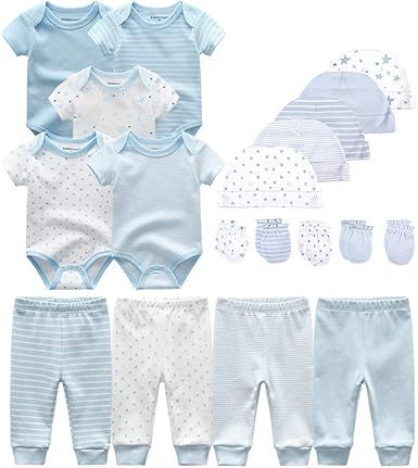 Kiddiezoom Unisex Baby Layette Essentials Giftset Clothing Set 19-Piece For Newborn Baby