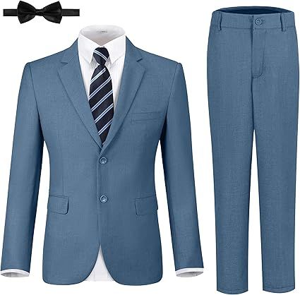 JPF Boys Formal Suits Slim Fit 5 Piece Kids Suit Jacket Pants Set with Dress Shirt and Tie for Wedding Prom