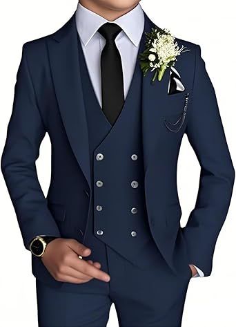 Boy's 4 Piece Suit Slim Fit Suit One Button Formal Wedding Suits Prom Dress Suit with Tie
