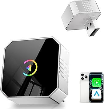 2026 Upgraded Mini Wireless CarPlay Adapter for CarPlay & Android Auto, Plug & Play, Fast, Auto Connect, No Latency 2in1 Car Play Wireless Adapter for iPhone iOS 10+ Android 11+ Information Display