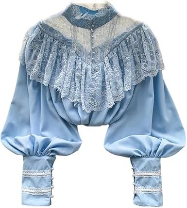 Women's French Style Chiffon Lace Blouse Hollow Out Long Sleeve Top with Pearls Button Luxury Shirt