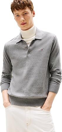 Tommy Hilfiger Men's Cotton Cashmere Long Sleeve Pullover Sweater Polo