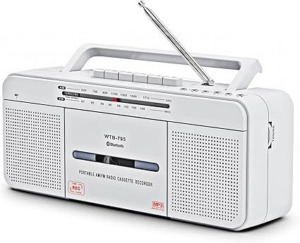 Portable Cassette Player Recorder Boombox with Bluetooth,USB,AM/FM Radio,Tape Player/Recording,USB Playback/Recording,Cassette to MP3 Converter