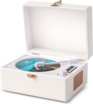 Portable CD Player with Bluetooth for Home CD Player with Built-in Speakers,Compact Desktop Design,USB,AUX,Headphone Jack,Vintage CD Player for Music Lovers,Birthday Gifts for Women/Men-White