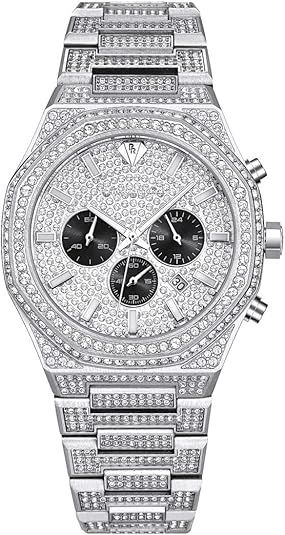 PIERRE RICHARDSON PR5891 Men’s Watch – Silver Stainless Steel - Full Diamond Concept, Quartz, Sapphire Crystal, 41mm, 5ATM