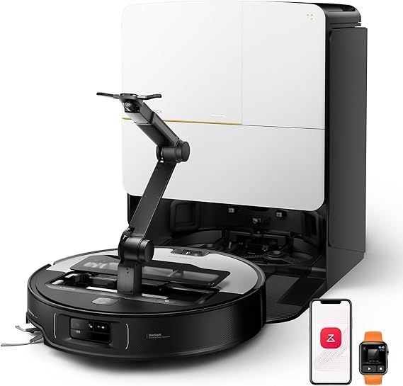 roborock Saros Z70 Robot Vacuum and Mop, OmniGrip Arm, 22,000 Pa Suction Power, FlexiArm Riser, AdaptiLift Chassis, Hot Water Mop Washing & Drying, Silver