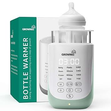 Grownsy Nutri Bottle Warmer with Innovative Auto-Lift Feature, 10-in-1 Fast Baby Bottle Warmer with Night Light, Retain Nutrients Milk Warmer for All Bottles