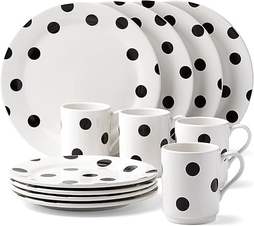 kate spade new york Deco Dot 12-Piece Dinnerware Set, White