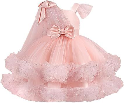 OBEEII Toddler Baby Girls Pageant Dress Sequins Heart Tulle Tutu Dress Flower Wedding Princess Birthday Party Prom Gown