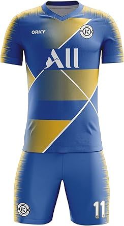 ORKY Men Customize Soccer Jersey with Short, Personalized Name Number Team Outfit, Custom Made Footbal Tournament Uniform