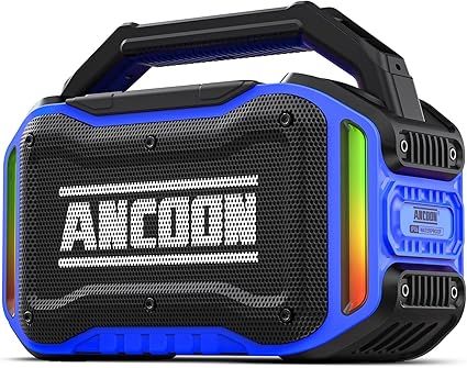 Speakers Bluetooth Wireless: 80W(Peak) Loud Speaker with Bass, 20H Playtime, IPX6 Waterproof, Large Jobsite Speakers for Work, Outdoor, Workshop, Garage, Portable Speaker with TWS (Blue)