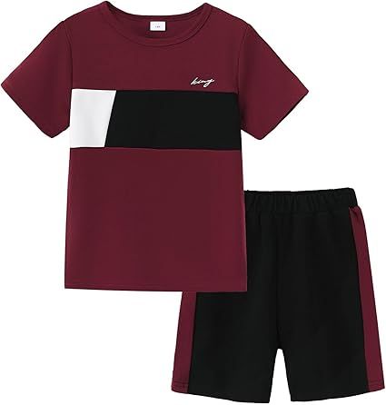 Boy Clothes Kids Boy's Summer Outfits Shorts Sleeve Crewneck T Shirt Tops Tees Shorts Sets Boy's 2 Piece Outfits