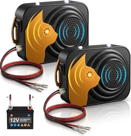 2-Pack Under Hood Rodent Repellent for car Engines: ultrasonic Mouse Deterrent, led Strobe Lights, Peppermint Oil Spray Compatible, 12v 24v Rat & Squirrel Repeller Trucks, rvs Indoor pest Control