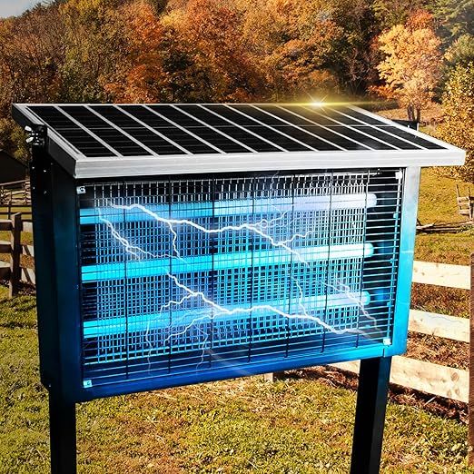 Powerful Super Large Solar Bug Zapper Outdoor for 8000 sq.ft, Rechargeable Solar Mosquito Zapper with High Powered, Outdoor Bug Zapper for Patio Garden Backyard RV Camping with 30W Solar Panel