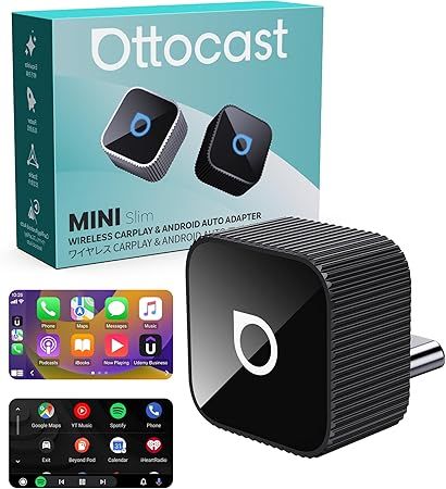 OTTOCAST Mini Cube 3.0 USB C Wireless CarPlay & Android Auto Adapter 2026– Plug & Play, Fast Auto-Reconnect (Black)
