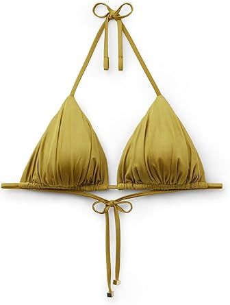 CALZEDONIA Woman's Removable Padding Triangle Swimsuit Top Shiny Satin