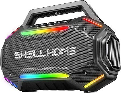 Bluetooth 6.0 Speakers Outdoor, 80W(Peak) Loud Speaker with Bass, 30H Playtime, IPX6 Waterproof, RGB Lights, BassUp 2.0, TWS, Portable Large Jobsite Speakers for Party, Garage