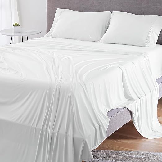 Bedgear Dri-Tec Sheet Set – Moisture Wicking Technology, Breathable Cooling Sheets – Flat Sheet, Fitted Sheet, Pillowcases – All Mattress Types, Bedding Dorm Apartment Essentials, Queen, Bright White