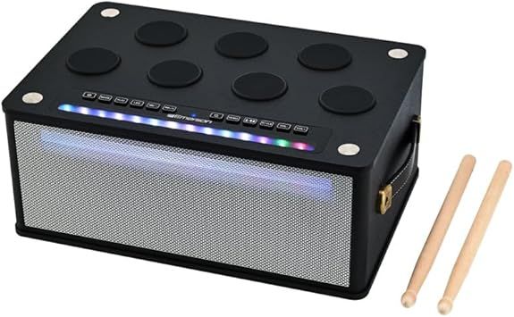 Emerson EDS-1000 Bluetooth Party Speaker with Digital Drum Pads, LED Lights, Dual Speakers, USB/AUX/Mic Inputs, & Rechargeable Battery