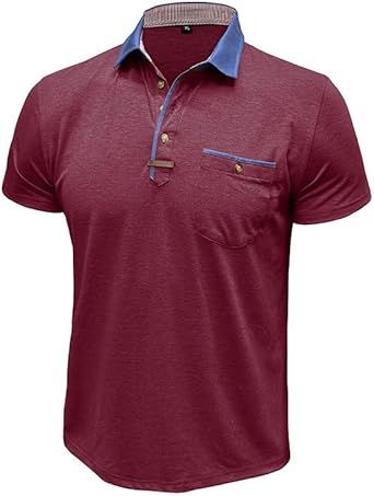 Fashion Men's Sports Short Sleeves Vintage Polyester Lapel T-Shirts Casual Outdoor Breathable Tops
