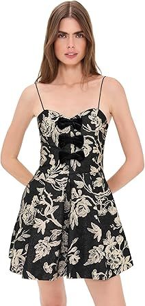 alice + olivia Women's Daniela Bow Structured Pleated Mini Dress