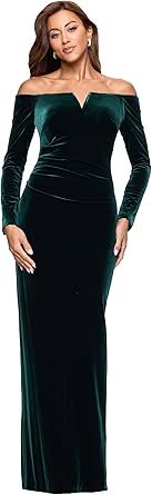 Xscape Women's Off The Shoulder Sweetheart Neckline Long Lace Dress (Standard & Petite)