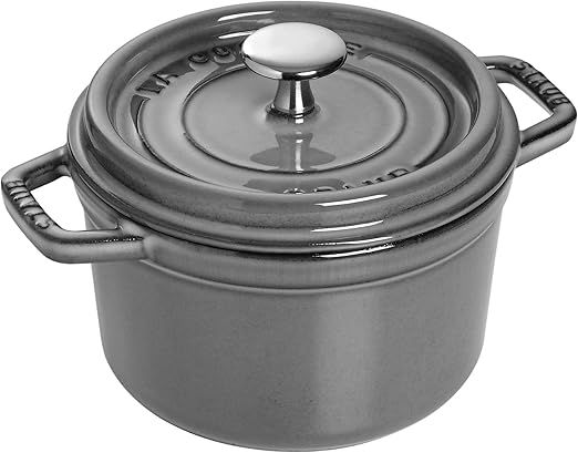 Staub Cast Iron 1.25-qt Round Cocotte - Graphite Grey, Made in France
