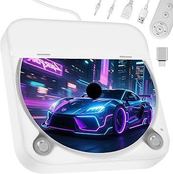CD Player for Car USB Port AUX Port, External Car CD Player with USB-C Adapter, Extension Cable, for Cars Without CDs Player, Work Vertically and Horizontally for Car Stereo