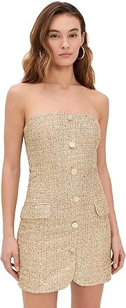 alice + olivia Women's Madison Strapless Button Down Mini Blazer Dress