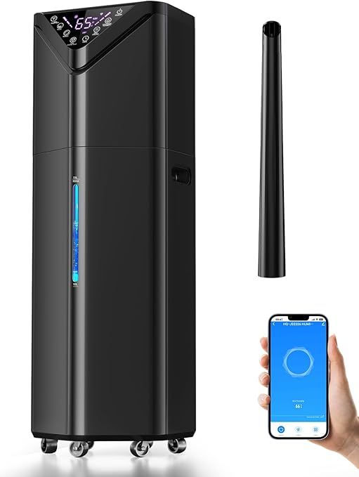 5Gal Humidifiers for Bedroom Large Room 2800 sq ft, 19L Quiet Humidifiers for Large Room, Floor Humidifier with 6 Mist Mode & Auto 180°Mist Tube for Home Whole House School Office Commercial Plants