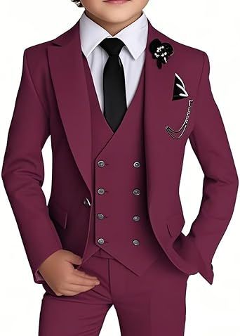 Boy's 4 Piece Suit Slim Fit Suit One Button Formal Wedding Suits Prom Dress Suit with Tie