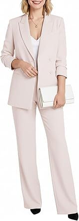 Women's Two Piece Sets Pants Suits Dressy Business Casual Outfits Pantsuits Set Work Office Blazer and Wide Leg