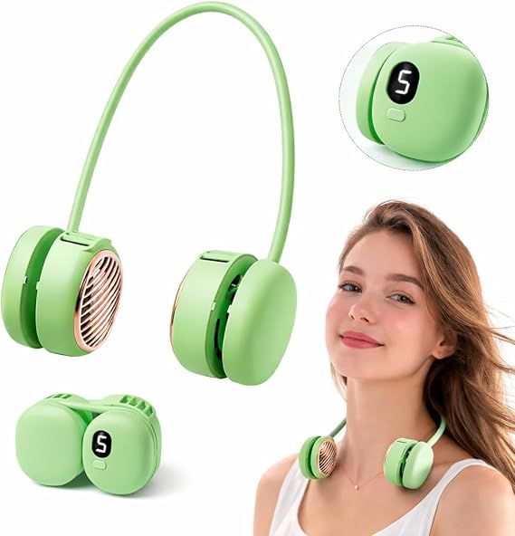 Portable Neck Fan, Hands Free Wearable Personal Fan with 5 Speeds, Rechargeable Foldable Cooling Fan, 360° Adjustable Lightweight Fan for Travel, Home, Office, Outdoor