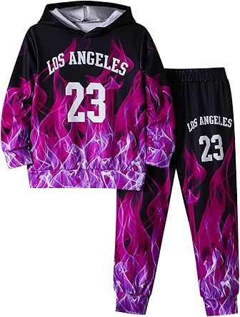 Boys Hoodie Pant Set 3D Print Hooded Sweatshirt Sweatpant Suit 2 Piece Clothing Set for 4-14 Years