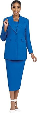 Women Two-Piece Skirt Suit Set | Church Skirt with Button Closure Jacket and Gloves | Choir Uniform by Ben Marc | BM2299