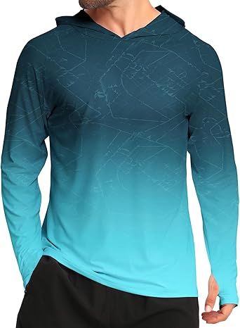 iCKER Men's Sun Protection Hoodie Shirt UPF 50+ Rash Guards Long Sleeve SPF UV Fishing Running Swimming Outdoor Shirts