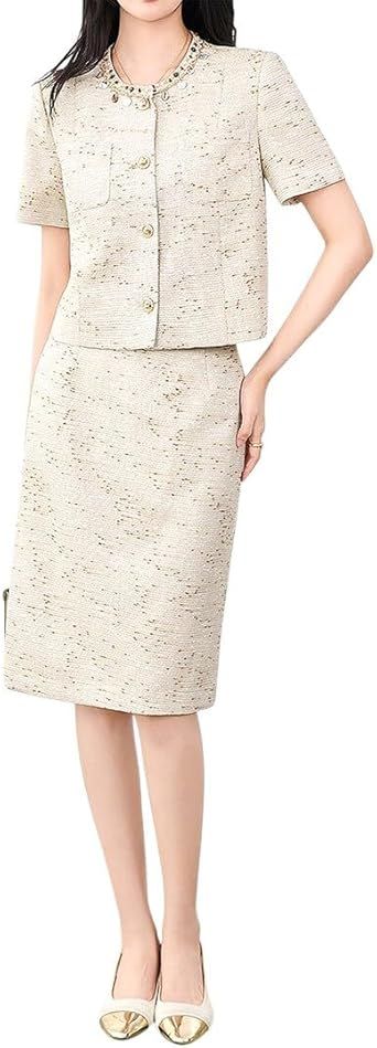 Womens 2Pc Top & Skirt Set, 8 Apricot