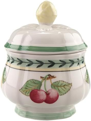 Villeroy & Boch French Garden Fleurence Covered Sugar, 6.75 oz, Premium Porcelain, White/Multicolored