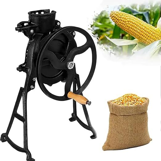Hand Crank Cast Iron Corn Thresher, Heavy Duty Corn Shelling Sheller with Double Bearing Design, Big Production and Threshing Performance: ≥98%, 11cm Top Entry, for Small Farms and Home