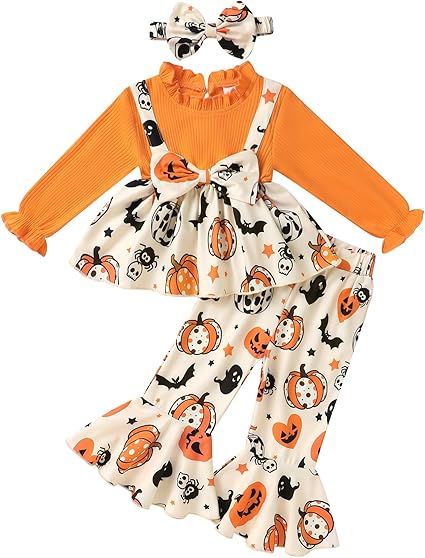 YOUNGER TREE Toddler Baby Girl Clothes Infant Fall Winter Outfits Long Sleeve Shirts and Ruffle Floral Pant Set