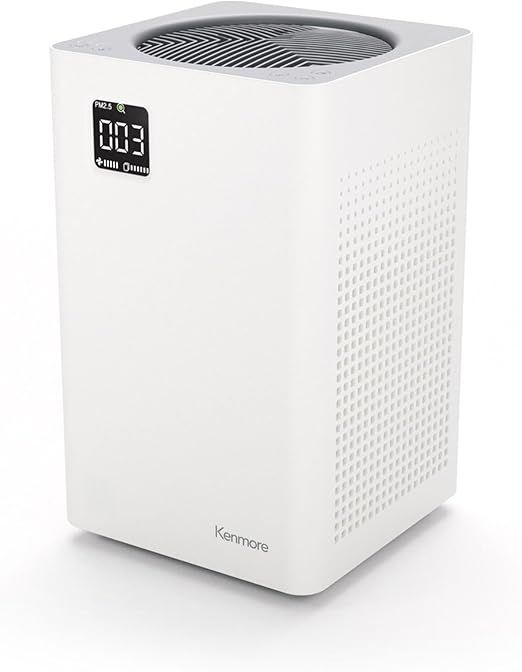 Kenmore PM2010 Air Purifiers with H13 True HEPA Filter, Covers Up to 1200 Sq.Foot, 24db SilentClean 3-Stage HEPA Filtration System, 5 Speeds for Home Large Room, Kitchens & Bedroom, PM2010