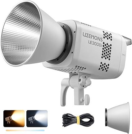 Godox Litemons LE300Bi 300W Bicolor LED Video Light, 58900Lux@1M Studio Light with APP Control, 11 FX Effects, 2800K-6500K 0-100% Brightness Bowens Mount LED(White)