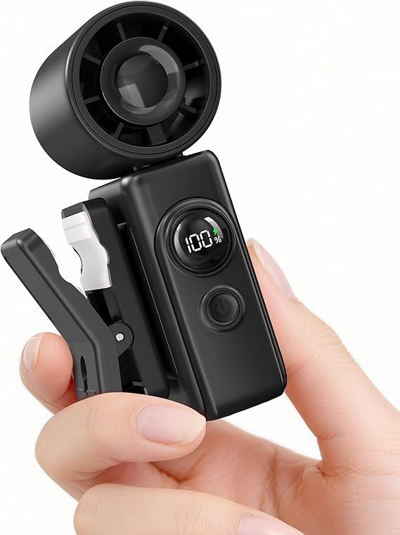 Portable Clip-On Mini Fan, Hands-Free, Turbo Personal Handheld Fans Rechargeable w/ 4 Wind & LED Display, Pocket Size Summer Essentials for Travel/EyeLash/Beach/Concert, Gifts for Women Men(Black)