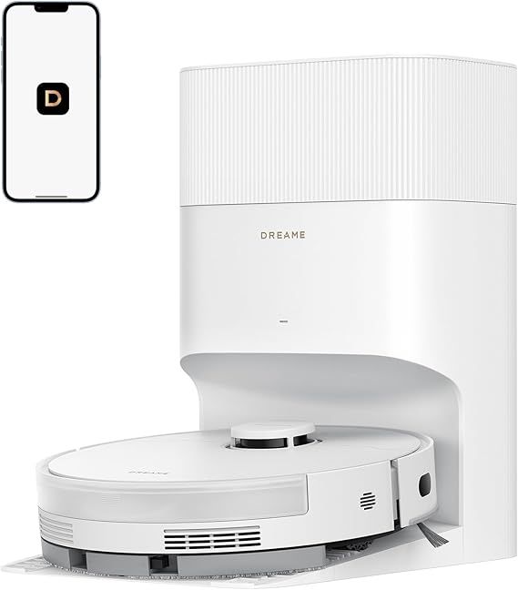 DREAME D20 Plus Robot Vacuum and Mop, 13,000Pa Suction, Self-Emptying with 5L Dust Bag, DuoBrush for Pet Hair, LDS Mapping, App & Voice Control, 5200mAh Battery, Ideal for Hard Floors & Carpets