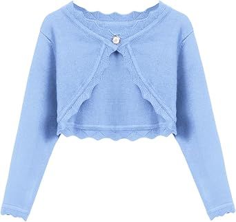 Arshiner Girls Open Front Bolero Shrug Kids Long Sleeve Cropped Elegant Cardigan Knit Sweater