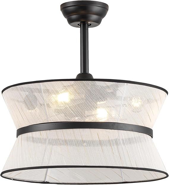 20" Flower Ceiling Fans with Lights and Remote,Boho Chandelier Fan with 6 Speeds,Black Fandelier for Bedroom,Dining Room,Nursery(Timing,Adjustable Height,4-Light)