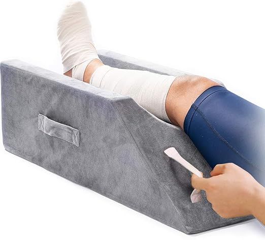 LightEase Memory Foam Leg Support and Elevation Pillow w/Dual Handles for Surgery, Injury, or Rest