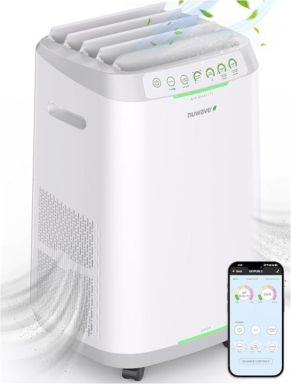 Nuwave OxyPure ZERO Air Purifier with Washable and Reusable Bio Guard Tech Air Filter, Large Room Up to 2002 Ft², Air Quality Monitor, 0.1 Microns, 100% Capture Irritants like Smoke, Dust, Pollen