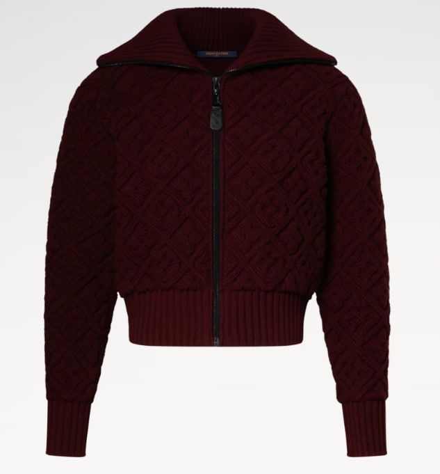Toweling fabric zip-front jacket with Monogram Flower pattern.